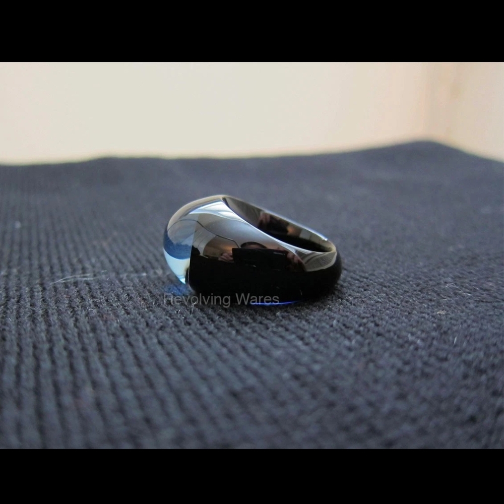 Baccarat Tango Crystal Ring in Black and Gold Bronze Size 6.5 or 52/53 Preowned - Picture 2 of 11